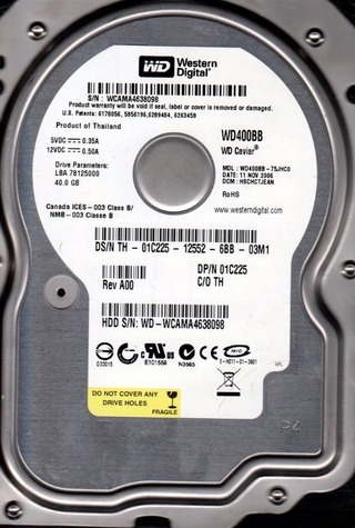 WD400BB-00FJ00 WD Caviar 40 Gb Hard Drive Data Recovery